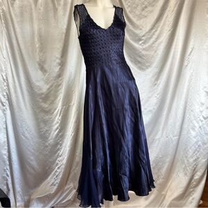 Beautiful Komarov dark blue/purpley charmeuse and chiffon dress